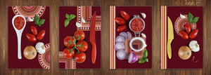 Set of 4 Chopping Boards from Tempered Glass with modern designs; MD01 Ethnic Series:Stylish boards set
