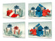 Set von 4 Hackbrettern aus Hartglas mit modernen Designs; MD11 Weihnachtsserie: Geschenken