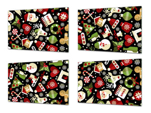 Set de 4 tablas de cortar con diferentes diseños para todas las ocasiones ; Serie Navidad MD11 Tema de Navidad