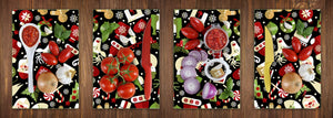 Set of 4 Chopping Boards from Tempered Glass with modern designs; MD11 Christmas Series: Christmas theme