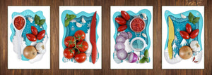 Set of four Glass Cutting Boards from toughened glass; MD11 Christmas Series: Vavity View