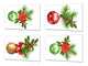Set of four Glass Cutting Boards from toughened glass; MD11 Christmas Series: Christmas ornaments