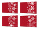 Lot de 4 planches à découper en verre trempé au design moderne ; MD11 Série de Noël Flocons de neige