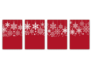 Set de 4 tablas de cortar con diferentes diseños para todas las ocasiones ; Serie de Navidad MD11: Copos de nieve