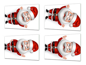 Set de 4 tablas de cortar con diferentes diseños para todas las ocasiones ; Serie de Navidad MD11: Papá Noel