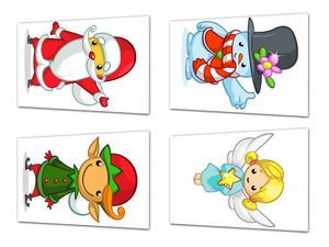 Set de 4 tablas de cortar con diferentes diseños para todas las ocasiones ; Serie de Navidad MD11: Duendes Navideños