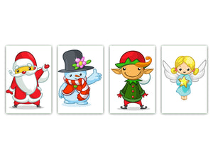 Set de 4 tablas de cortar con diferentes diseños para todas las ocasiones ; Serie de Navidad MD11: Duendes Navideños