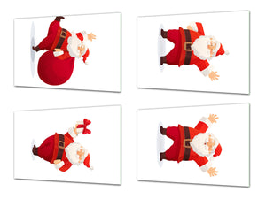 Set de 4 tablas de cortar con diferentes diseños para todas las ocasiones ; Serie de Navidad MD11: Felices saltos de San Nicolás