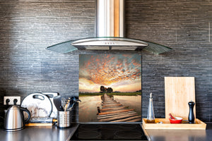 Magnifico paraschizzi in vetro stampato – Pannello in vetro temperato da cucina BS24 Serie ponti:  Jetty West Lake 1