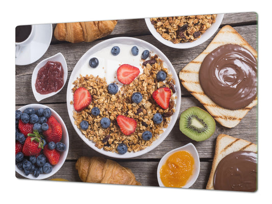 BIG KITCHEN BOARD & Induction Cooktop Cover – Glass Pastry Board - Food series DD16 Sweet breakfast 2