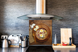Magnifique antiprojections en verre imprimé – Panneau en verre de sécurité de cuisine BS23 Série nourriture traditionnelle européenne Soupe aigre avec oeuf 1