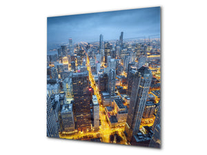 Soporte de vidrio - Placa para salpicaduras de fregadero ; Serie ciudades BS25  Panorama de la ciudad 13