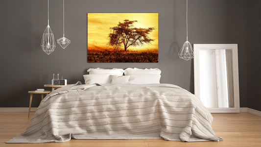 Glass Print Wall Art – Image on Glass SART01B Nature Series: African tree silhouette over sunset