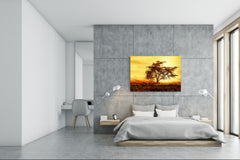 Glass Print Wall Art – Image on Glass SART01B Nature Series: African tree silhouette over sunset