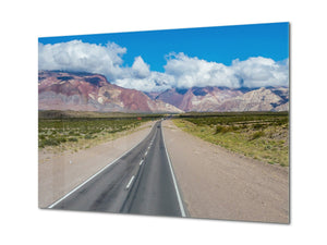Graphic Art Print on Glass - Beautiful Quality Glass Print Picture SART01C Nature Series: Highway in Chile