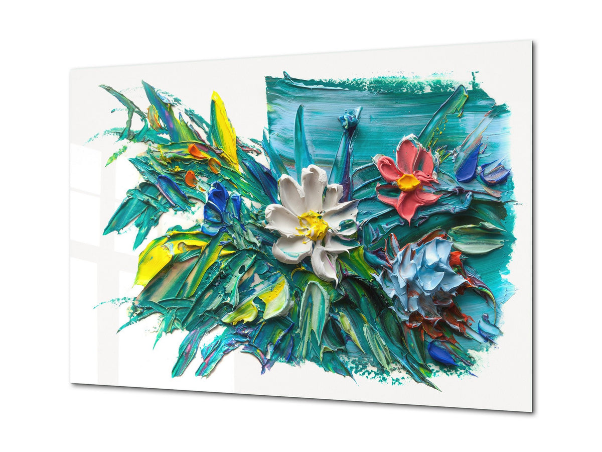 Glass Print Wall Art – Image on Glass  SART05 Miscellanous Series: Abstract art: A bouquet of flowers in impressionist style