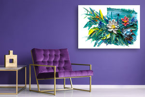 Glass Print Wall Art – Image on Glass  SART05 Miscellanous Series: Abstract art: A bouquet of flowers in impressionist style