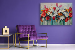 Modern Glass Picture - Contemporary Wall Art SART04 Flowers and leaves Series: Bouquet of painted flowers