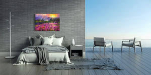 Glass Print Wall Art – Image on Glass  SART05 Miscellanous Series: Abstract oil painting - colorful meadow at sunset