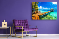 Modern Glass Picture - Contemporary Wall Art SART01 Nature Series: Panorama of Maldives