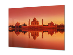 Glass Printed Picture - Wall Picture behind Tempered Glass SART01D Nature Series: Taj Mahal during sunset