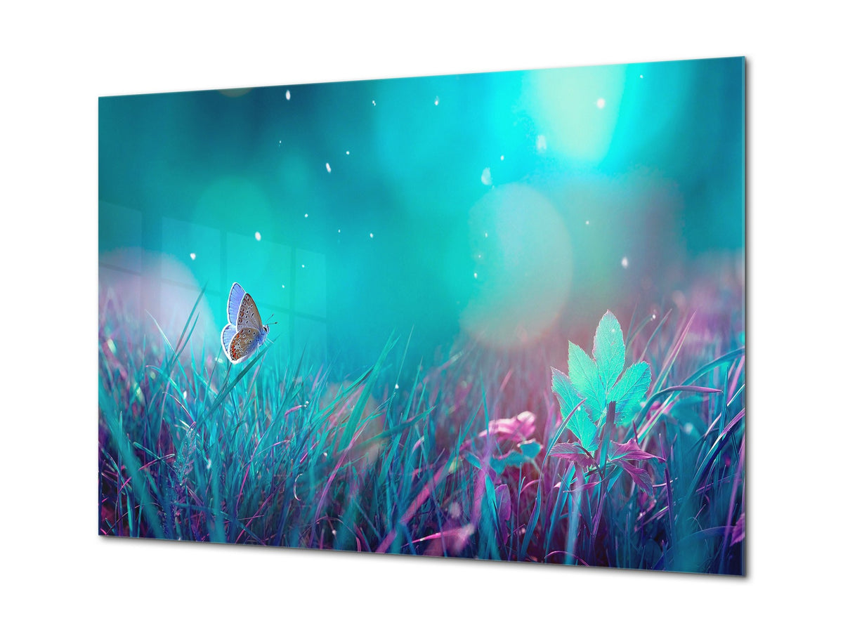 Glass Picture Wall Art - Picture on Glass SART03A Animals Series: Butterfly in the shining moonlight