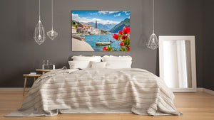 Glass Picture Toughened Wall Art  - Wall Art Glass Print Picture SART02 Cities Series: Bay of Kotor in Montenegro