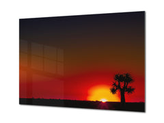 Glass Printed Picture - Wall Picture behind Tempered Glass SART01D Nature Series: Sunset in South Africa