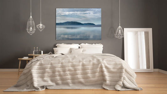 Glass Printed Picture - Wall Picture behind Tempered Glass SART01D Nature Series: Foggy lake at dawn