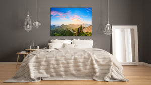 Graphic Art Print on Glass - Beautiful Quality Glass Print Picture SART01C Nature Series: The Great Wall of China at sunrise