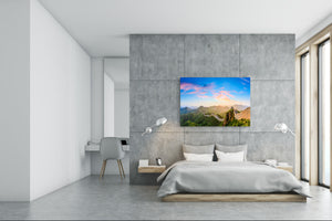 Graphic Art Print on Glass - Beautiful Quality Glass Print Picture SART01C Nature Series: The Great Wall of China at sunrise