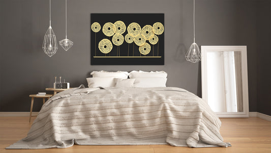 Glass Print Wall Art – Image on Glass  SART05 Miscellanous Series: Abstract art: golden sunflowers