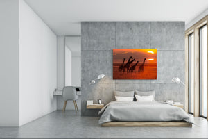 Glass Picture Wall Art - Picture on Glass SART03A Animals Series: African savanna with a giraffe herd