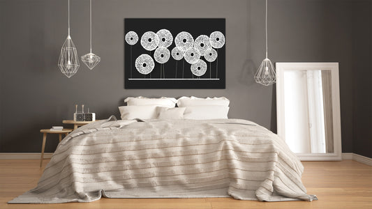 Glass Print Wall Art – Image on Glass  SART05 Miscellanous Series: Abstract art: white sunflowers