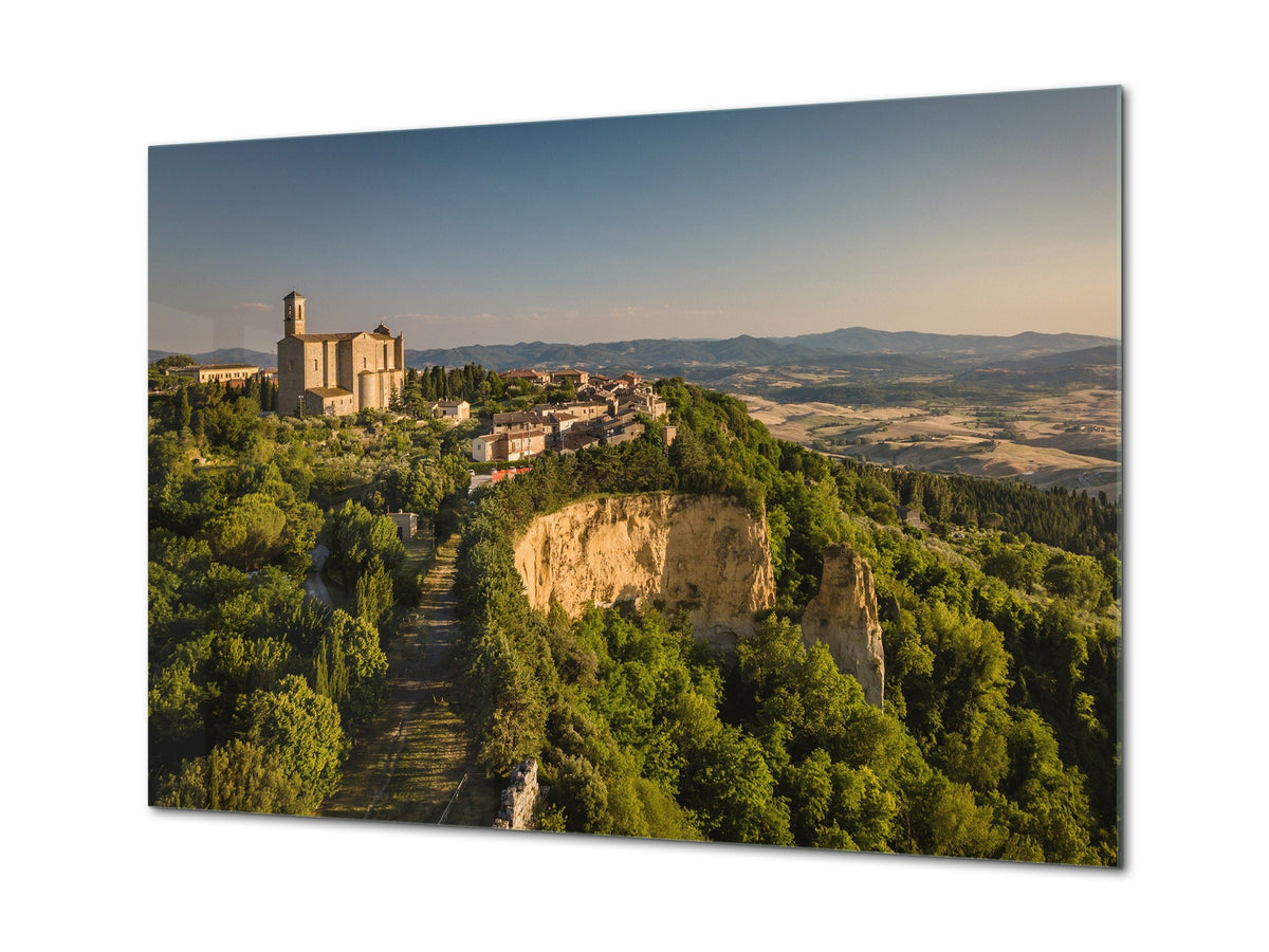 Glass Print Wall Art – Image on Glass SART01B Nature Series: Old town on a hill