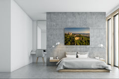 Glass Print Wall Art – Image on Glass SART01B Nature Series: Old town on a hill