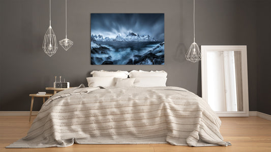 Glass Printed Picture - Wall Picture behind Tempered Glass SART01D Nature Series: Giant Mountains in Norway