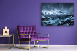 Glass Printed Picture - Wall Picture behind Tempered Glass SART01D Nature Series: Giant Mountains in Norway