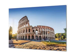 Glass Picture Toughened Wall Art  - Wall Art Glass Print Picture SART02 Cities Series: Colosseum at sunrise