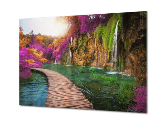 Glass Print Wall Art – Image on Glass SART01B Nature Series: Plitvice Lakes in Croatia