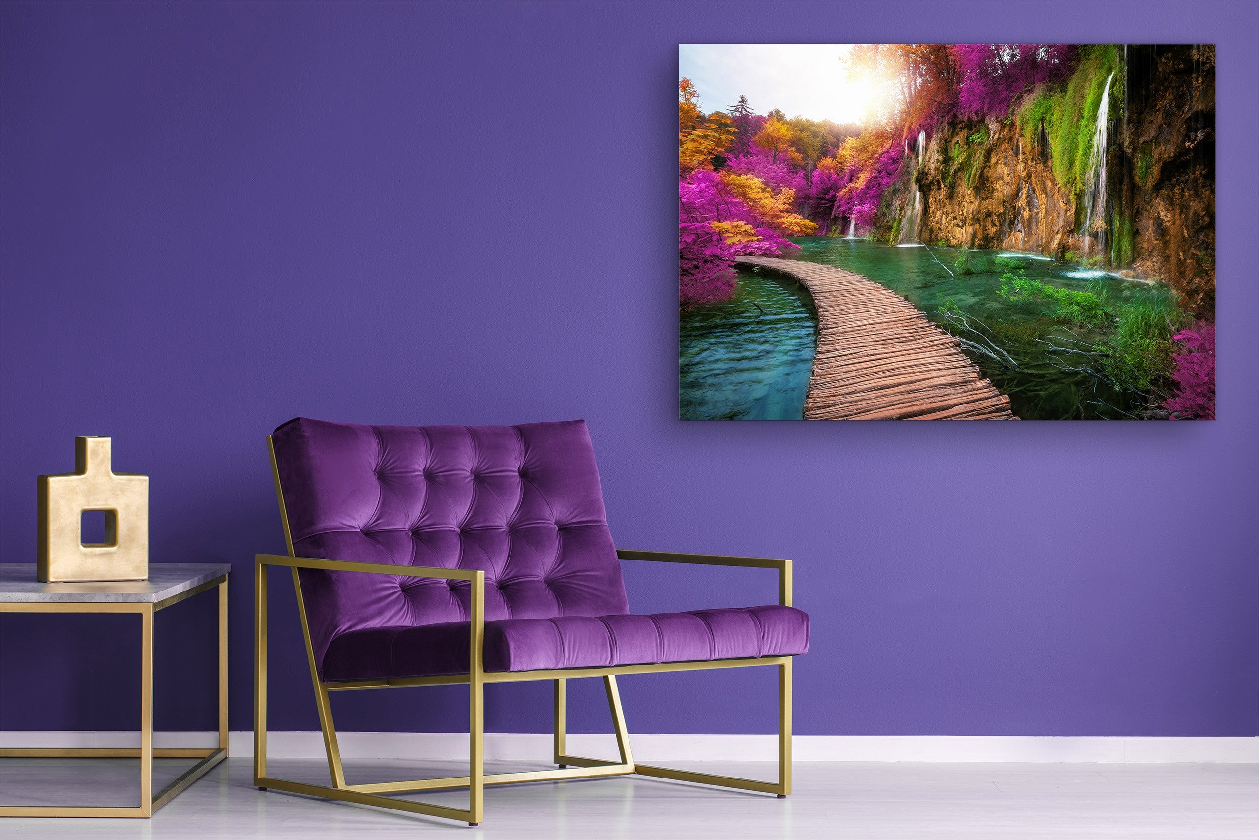 Glass Print Wall Art – Image on Glass SART01B Nature Series: Plitvice Lakes in Croatia