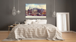 Glass Picture Toughened Wall Art  - Wall Art Glass Print Picture SART02 Cities Series: Traditional Dutch houses