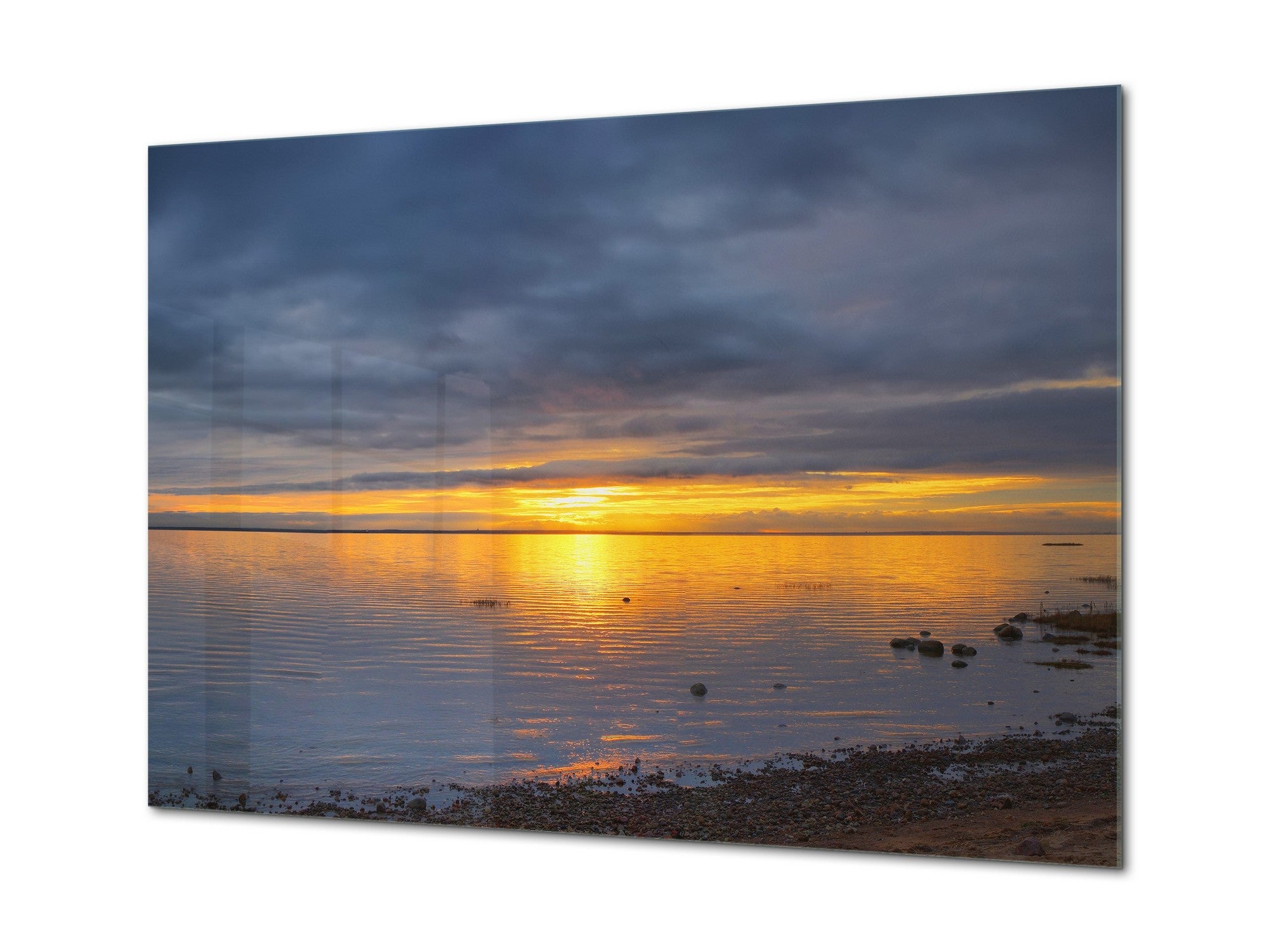 Glass Printed Picture - Wall Picture behind Tempered Glass SART01D Nature Series: Late sunset over the sea surface