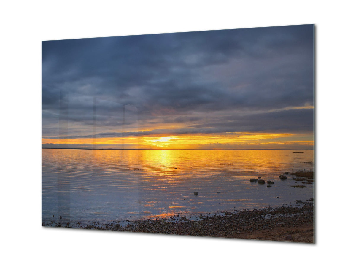 Glass Printed Picture - Wall Picture behind Tempered Glass SART01D Nature Series: Late sunset over the sea surface