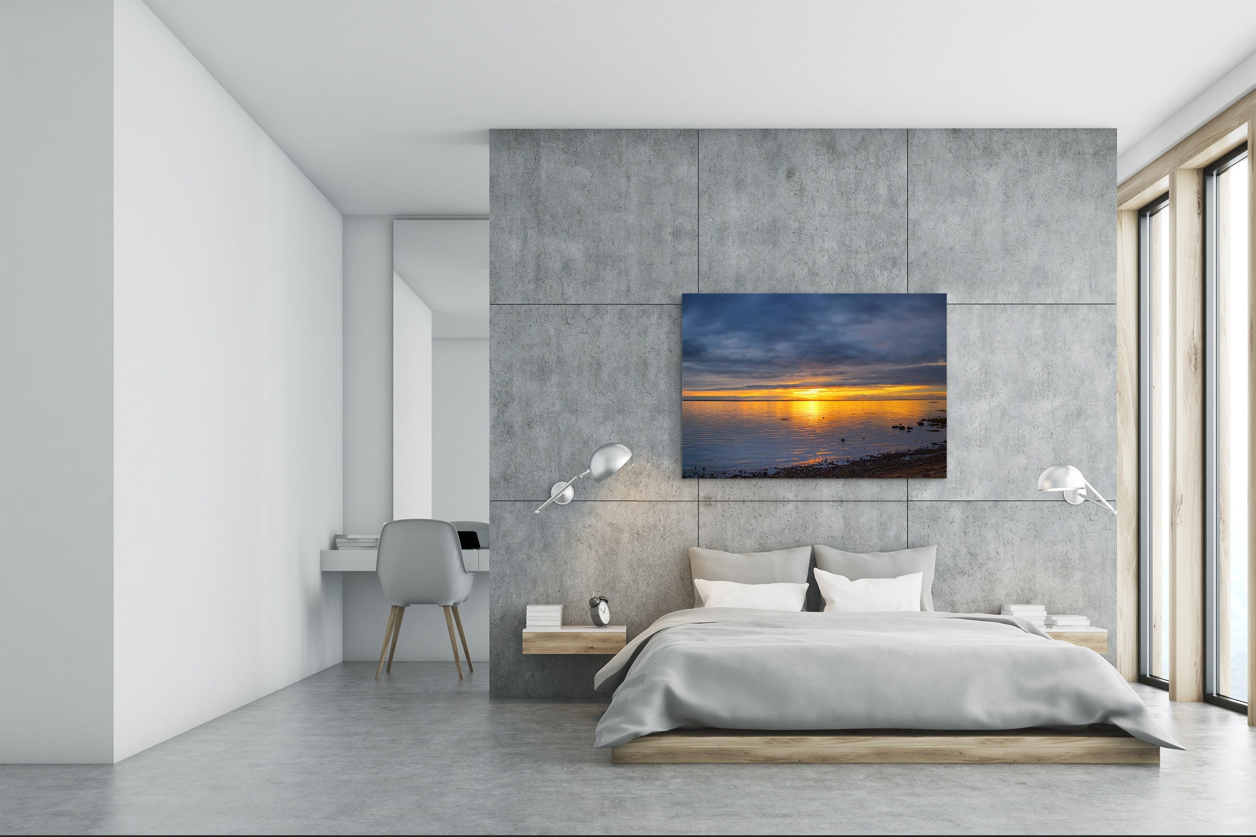 Glass Printed Picture - Wall Picture behind Tempered Glass SART01D Nature Series: Late sunset over the sea surface