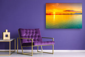 Graphic Art Print on Glass - Beautiful Quality Glass Print Picture SART01C Nature Series: Sunrise over the sea