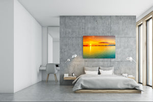 Graphic Art Print on Glass - Beautiful Quality Glass Print Picture SART01C Nature Series: Sunrise over the sea