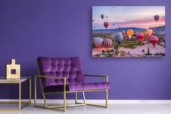 Graphic Art Print on Glass - Beautiful Quality Glass Print Picture SART01C Nature Series: Colorful hot air balloons