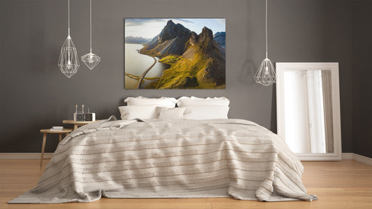 Glass Print Wall Art – Image on Glass SART01B Nature Series: Scenic road in Iceland