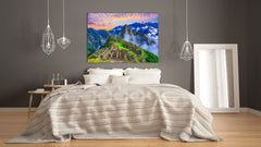Glass Print Wall Art – Image on Glass SART01B Nature Series: Overview of Machu Picchu